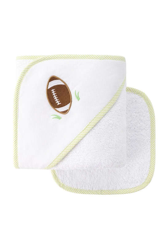 Football Baby Hooded Towel & Washcloth