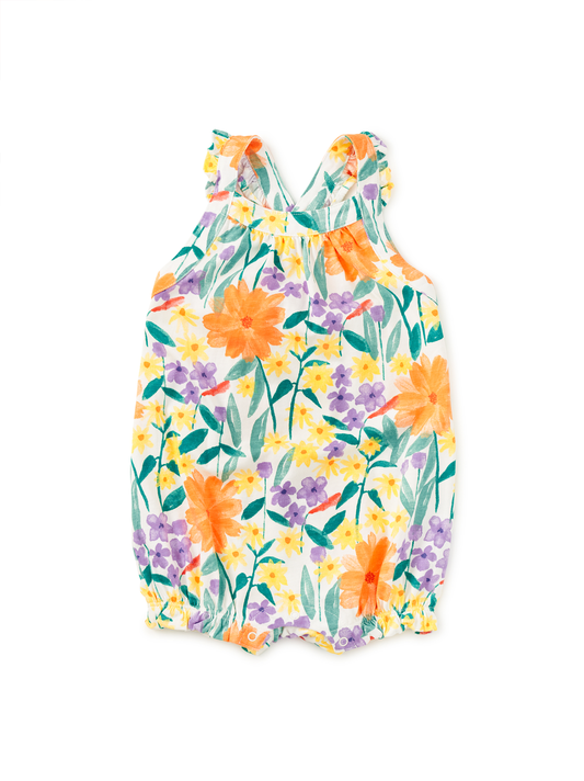 Cross-Back Baby Romper - Watercolor Flora