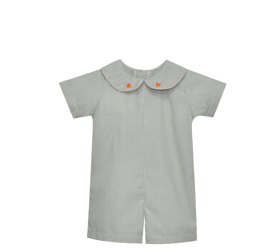 Gray Blue Williams Romper - Pumpkins