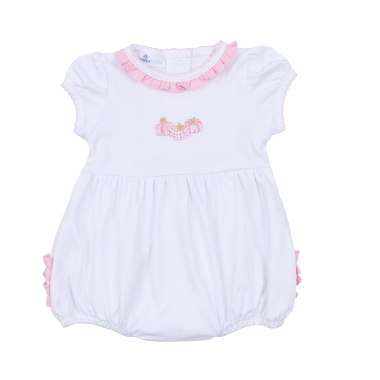 Precious Pumpkins Embroidered Ruffle Bubble - Pink