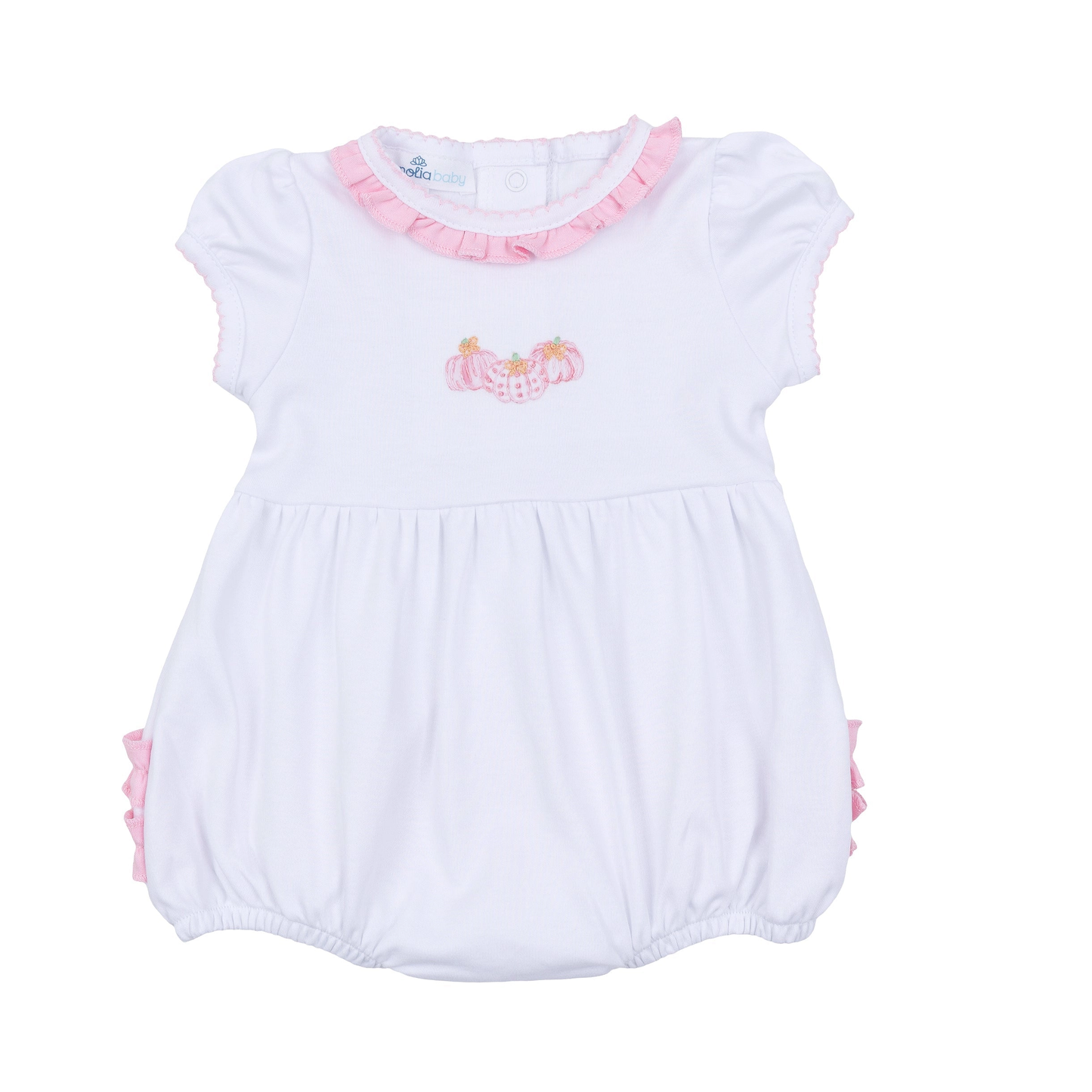 Precious Pumpkins Embroidered Ruffle Bubble - Pink