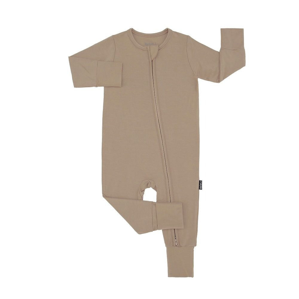 Footless Sleeper with Fold Over Cuffs- Sandstone