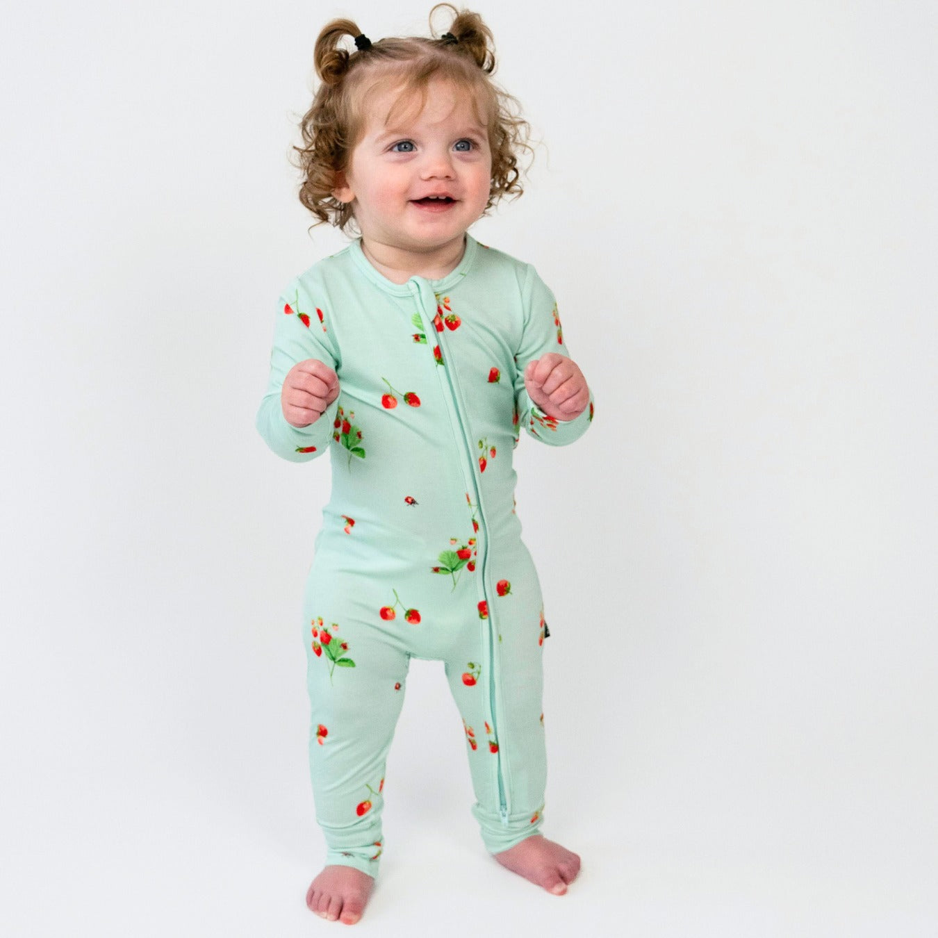 Footless Sleeper with Fold-Over Cuffs - Strawberry Garden