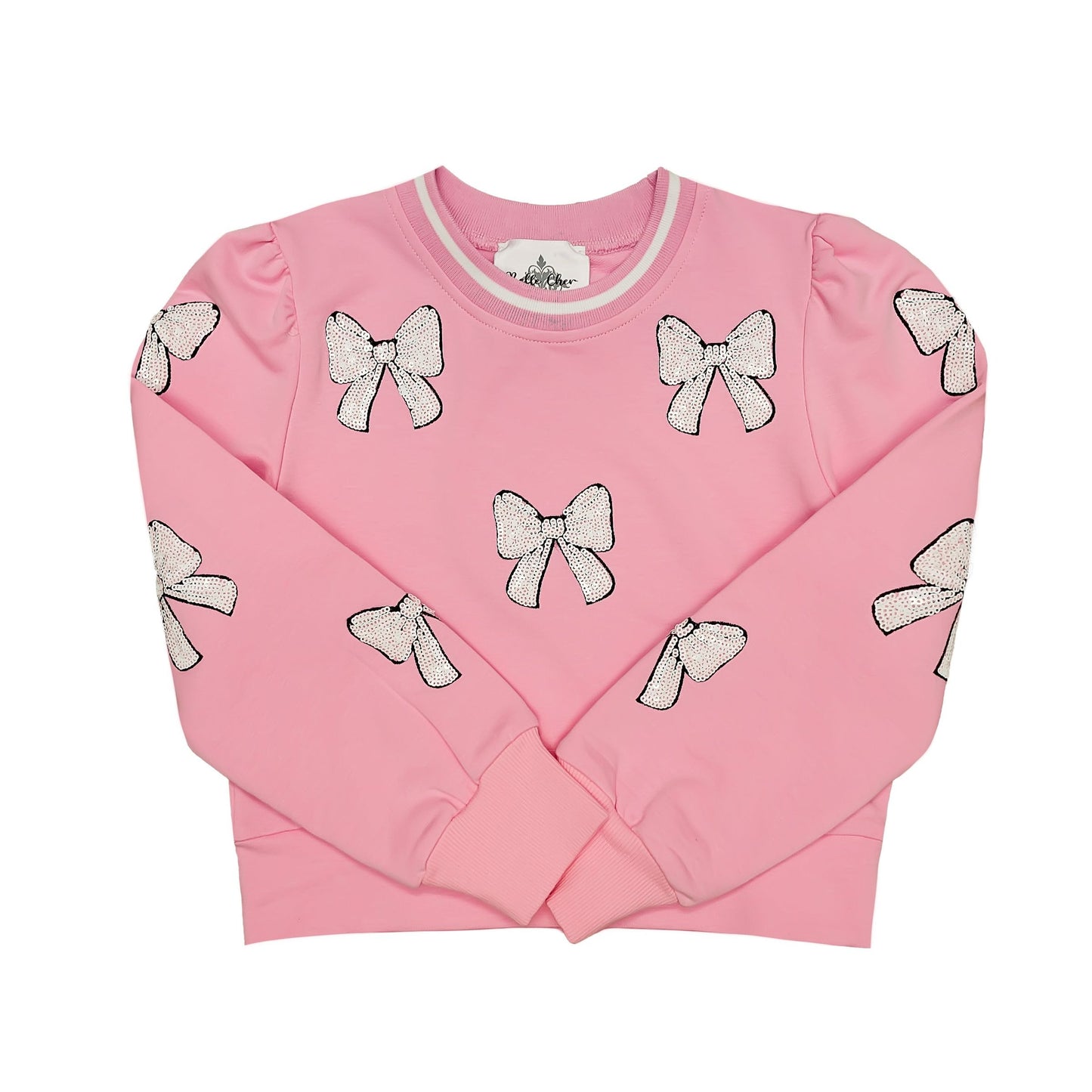 Light Pink White Bow Sweatshirt