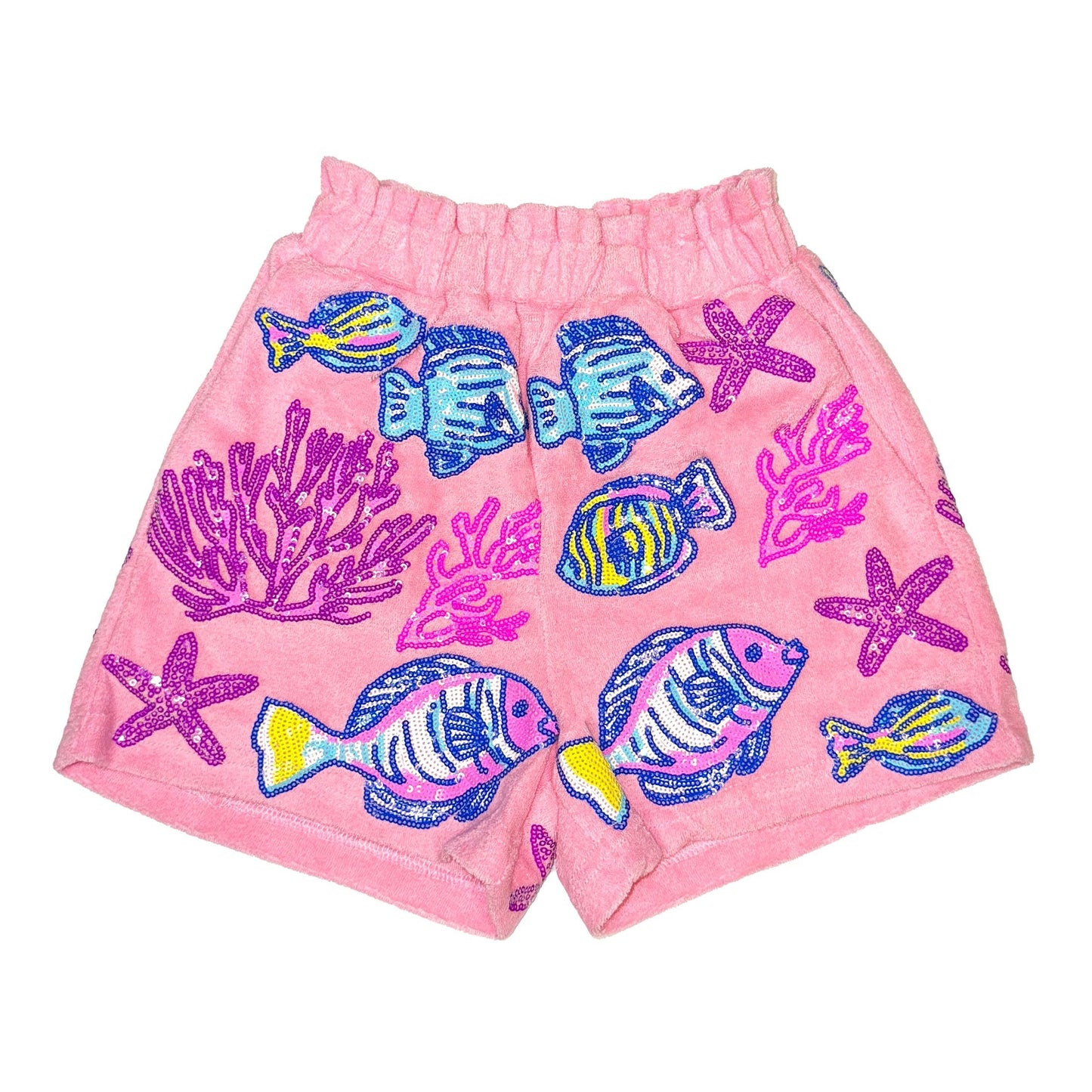 Under the Sea Terry Cloth Shorts - Light Pink