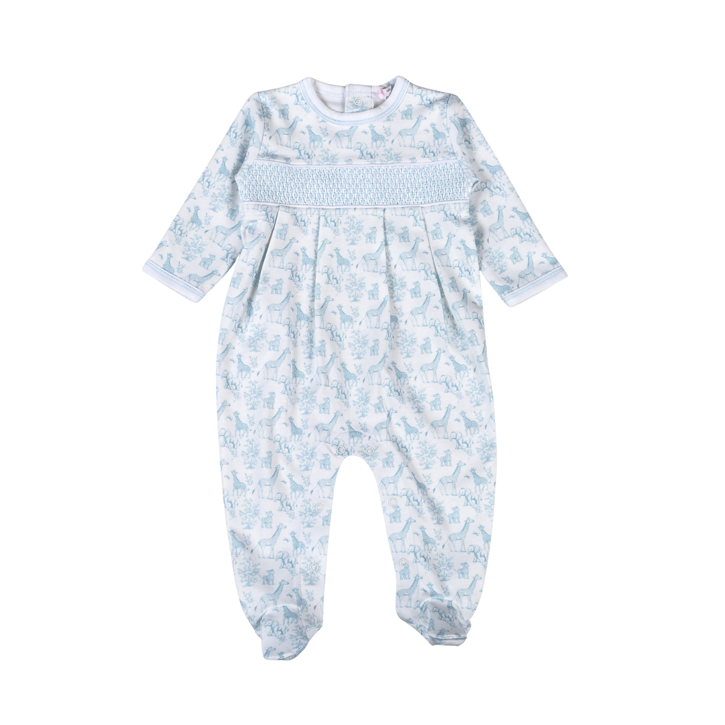 Blue Baby Safari Hand Smock Footie