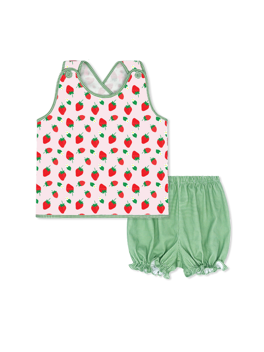 Bitsy Bloomer Set - Berry Sweet, Green Minigingham