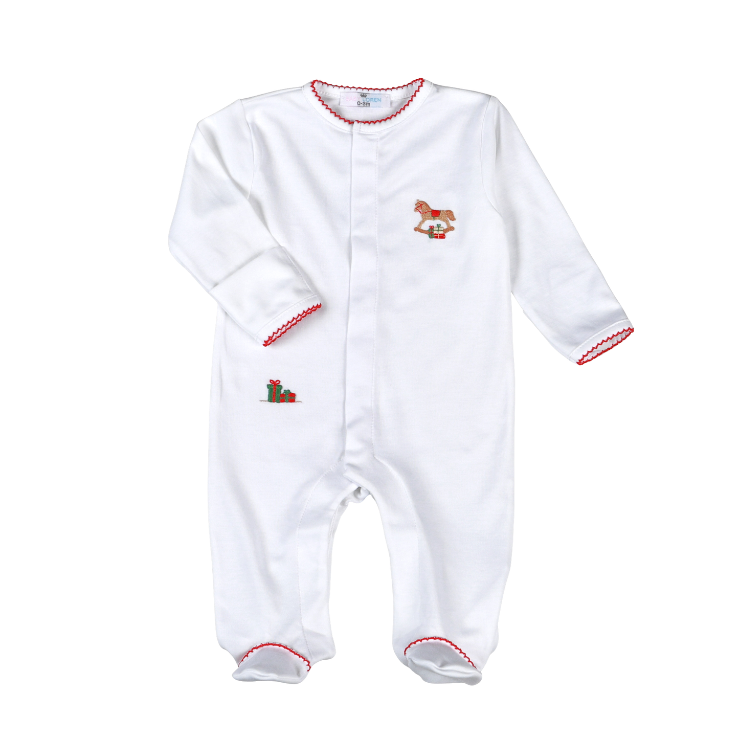 White Christmas Rocking Horse Pima Footie