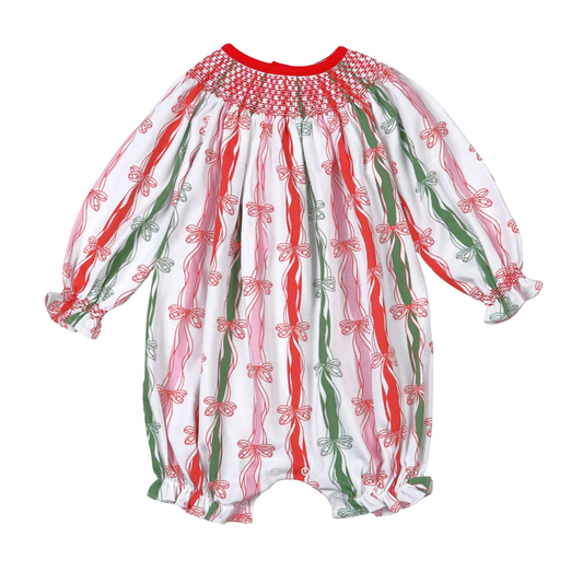 Christmas in Bows Hand Smock Bishop Bubble