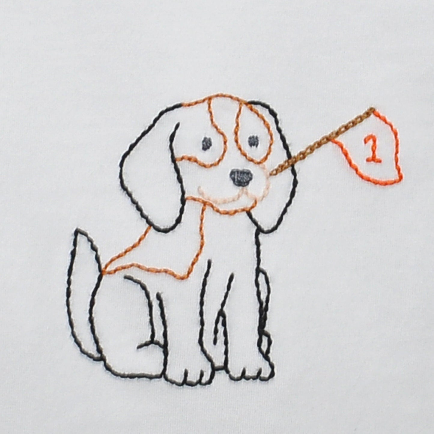 Hound Dog with Flag Orange/White T-Shirt