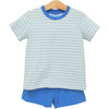 Drew Short Set - Sky Blue Stripe/Blue
