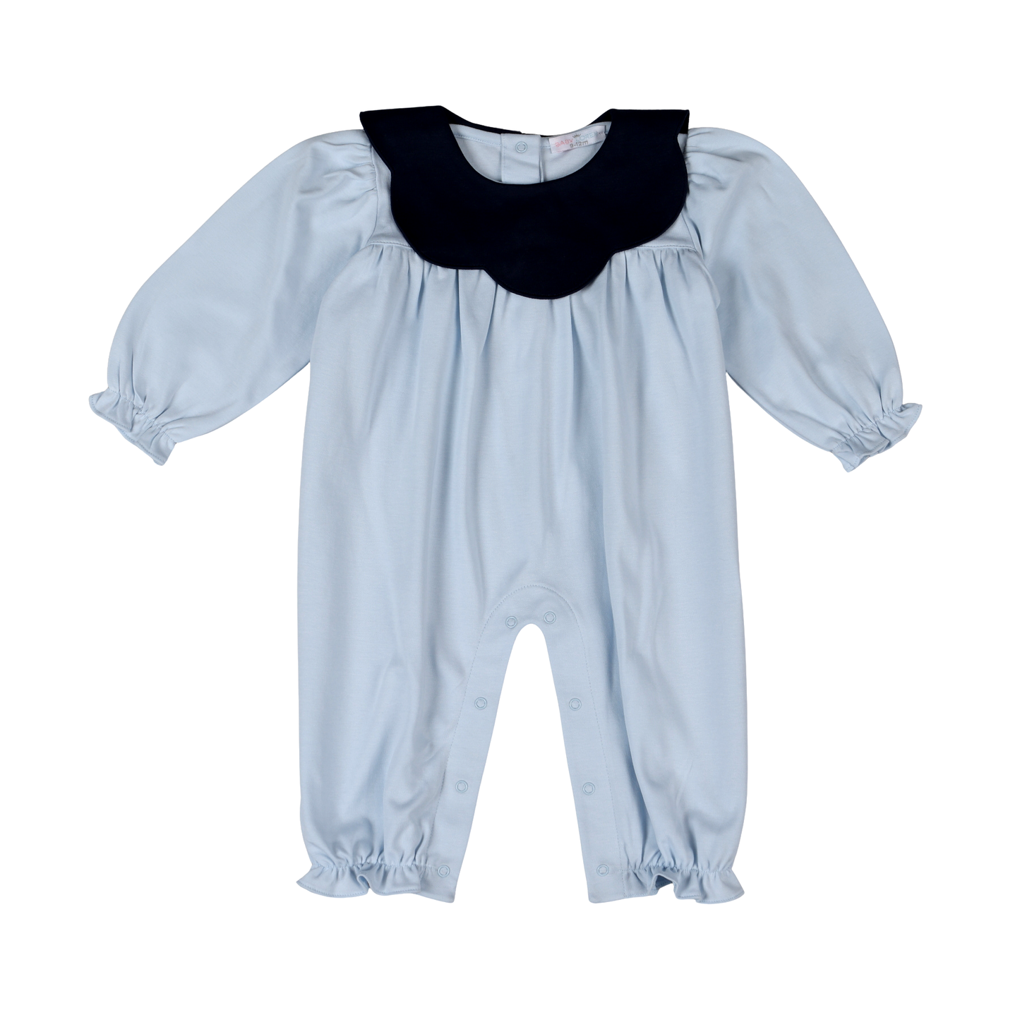 Emily Blue Pima Scalloped Collar Romper
