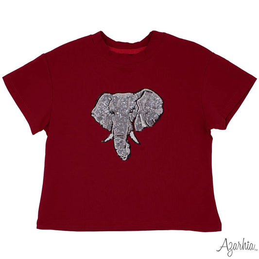 GAME DAY - Sequin Elephant on Crimson Boxy
