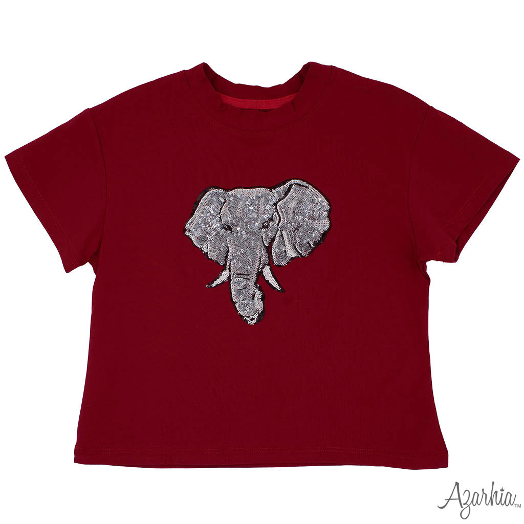 GAME DAY - Sequin Elephant on Crimson Boxy