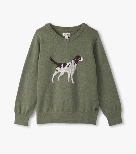 Hunting Dog V-Neck Sweater