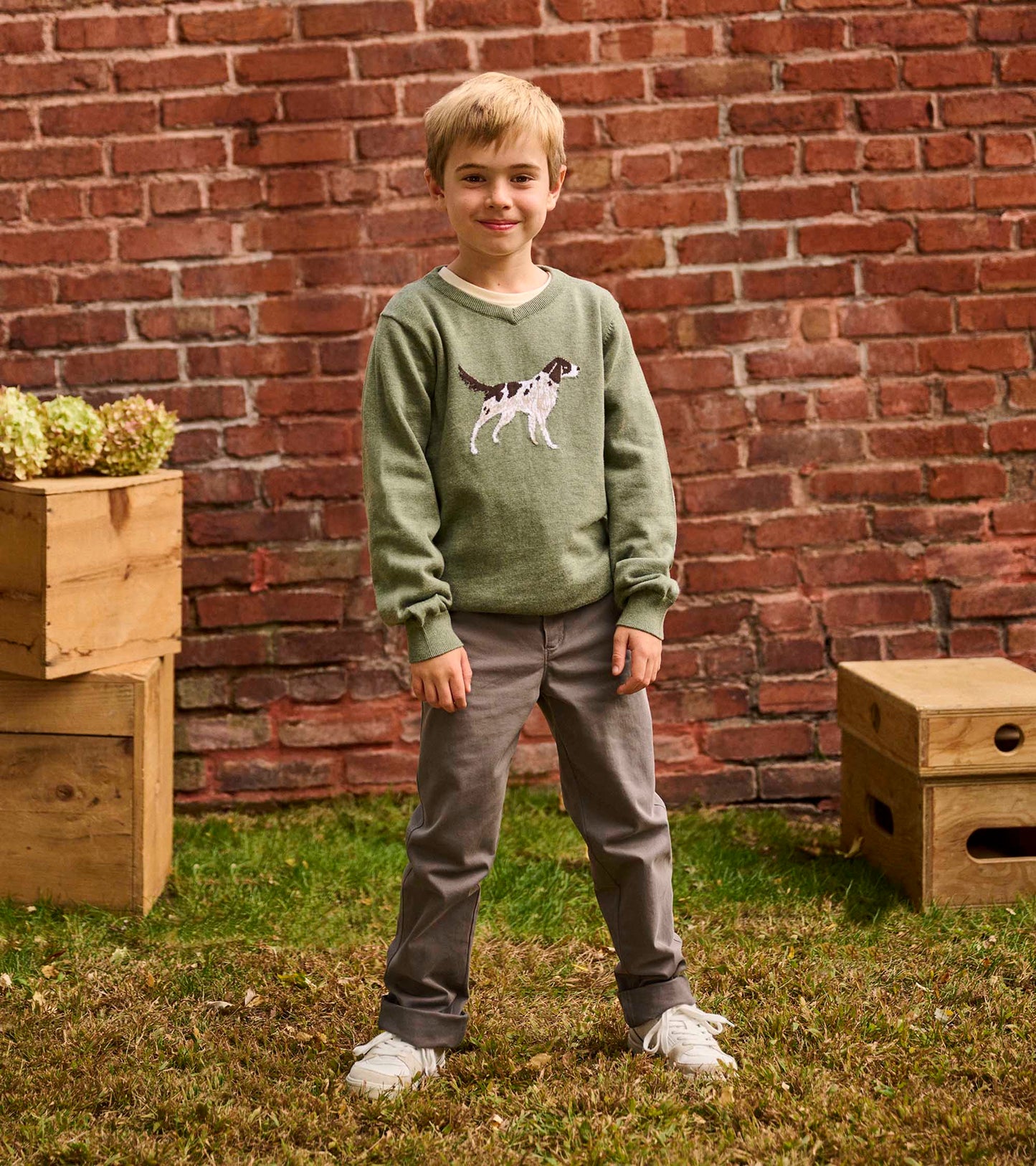 Hunting Dog V-Neck Sweater