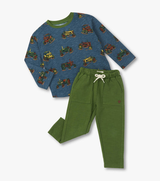 Landscape Tractors Graphic Tee and Pull on Pant Set
