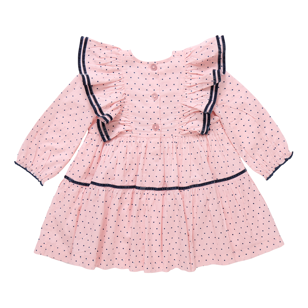 Girls Raphaela Dress - Strawberry Cream Polka Dots