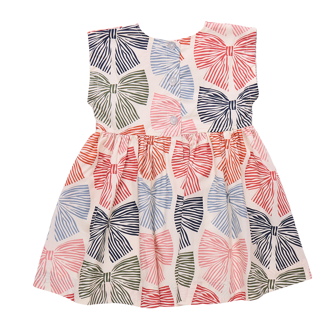 Girls Adaline Dress - Multi Striped Bows
