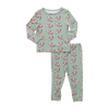 Kids Bamboo PJ Set - Green Flying Footballs