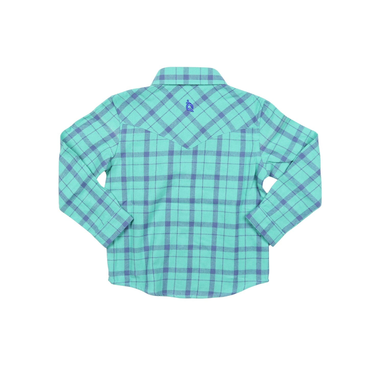 Blue & Green Plaid Flannel Pearl Snap Long Sleeve Shirt