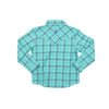 Blue & Green Plaid Flannel Pearl Snap Long Sleeve Shirt