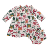 Baby Girls Jaipur Dress Set- Christmas Bows and Bells