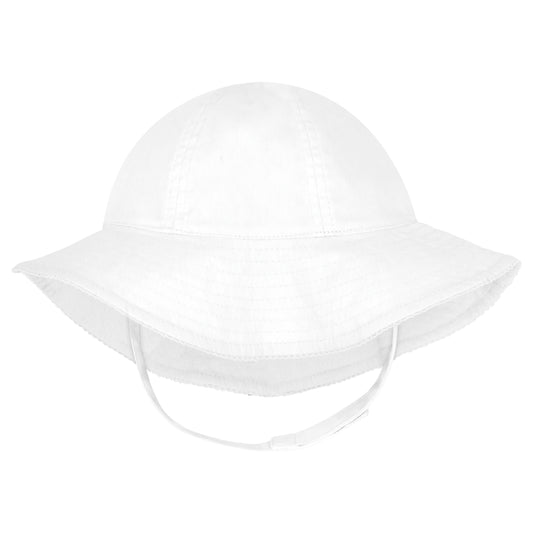 Reversible Girls Moonstitch Brim Hat - White