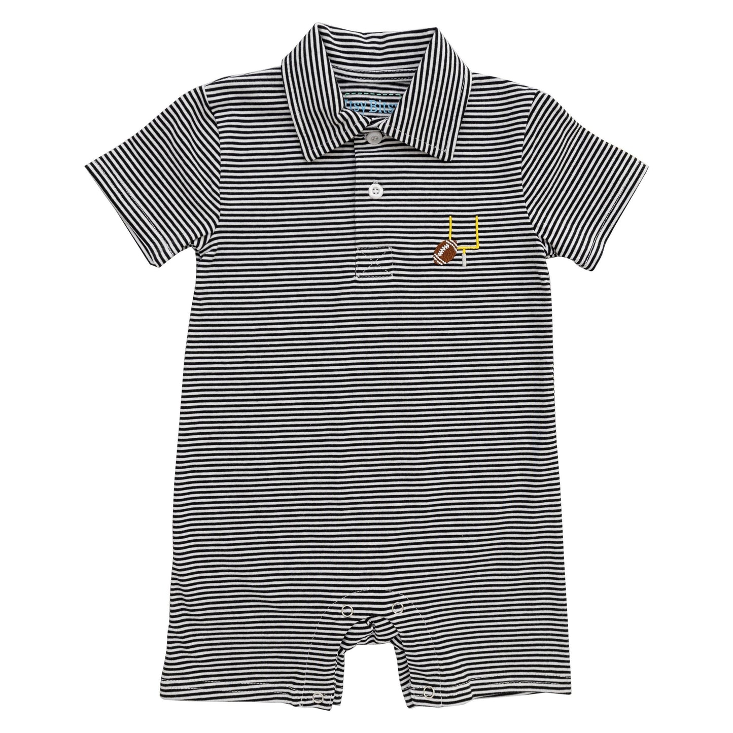 Game Day Polo Romper - Black