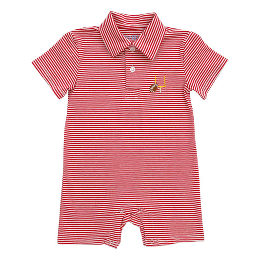 Game Day Polo Romper - Red