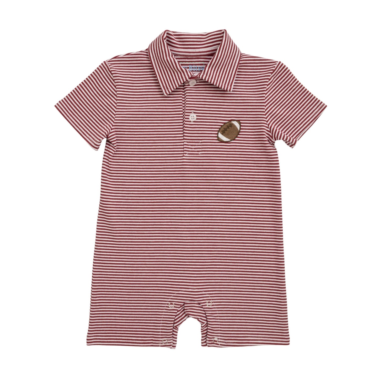 Football Polo Romper - Crimson