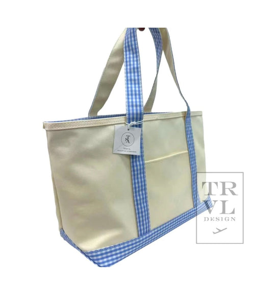 Medium Tote - Coated Canvas - Gingham Sky