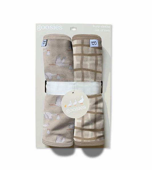 Beige Neutral Stork Burp Cloths - Set of 2