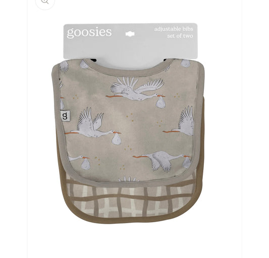 Beige Neutral Stork Bib - Set of 2