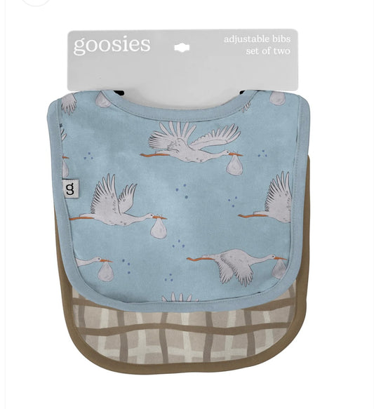 Blue Boy Stork Bib - Set of 2