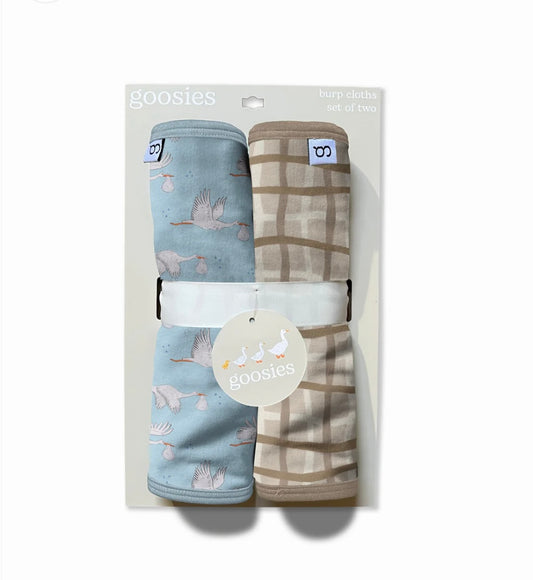 Blue Boy Stork Burp Cloths - Set of 2