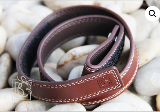 Belt:  Single Leather Belt with Hook & Loop Closure