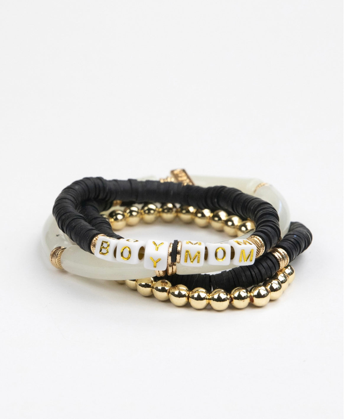 Mama Tubular Beaded Bracelet Set - Black