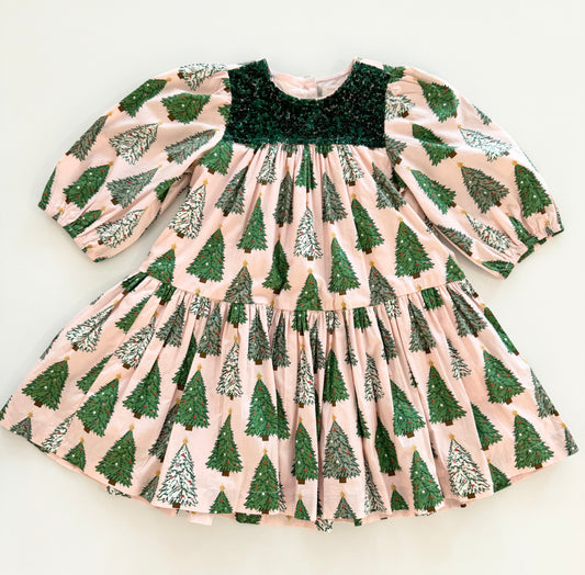 Fiona Dress - Pink Trees