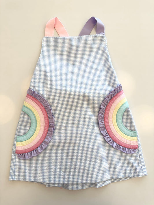 Rainbow Skye Dress, Light Blue Mini Seersucker