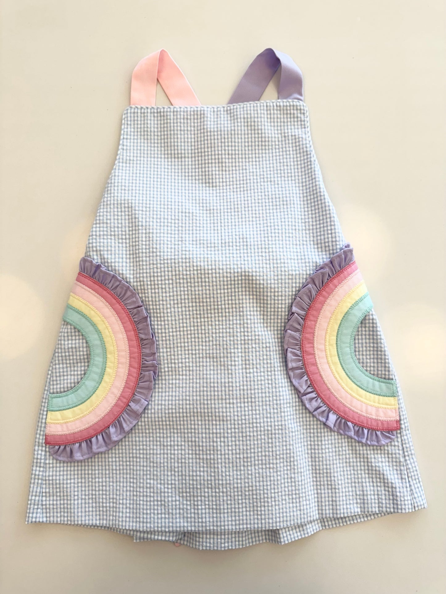 Rainbow Skye Dress, Light Blue Mini Seersucker