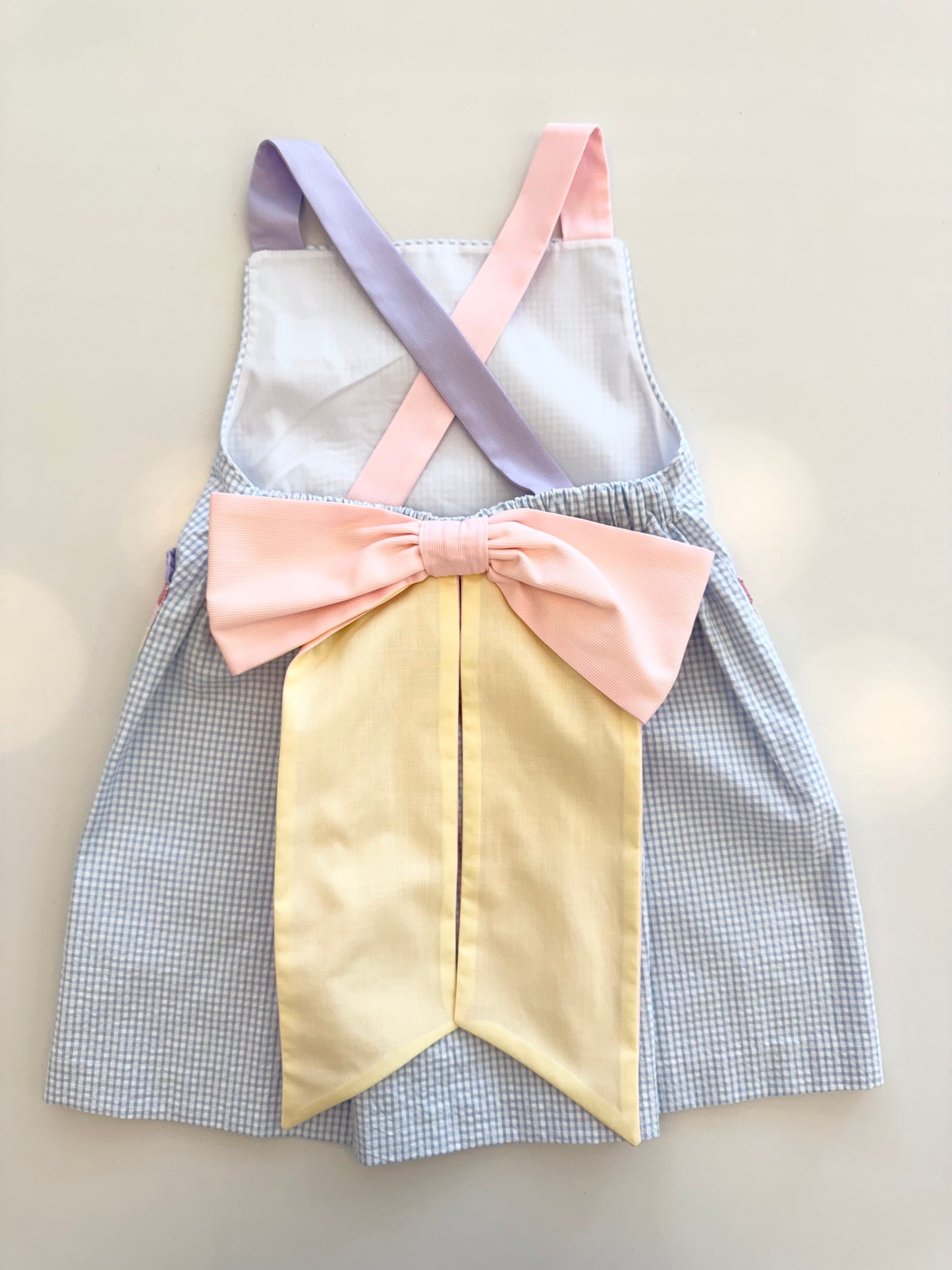 Rainbow Skye Dress, Light Blue Mini Seersucker
