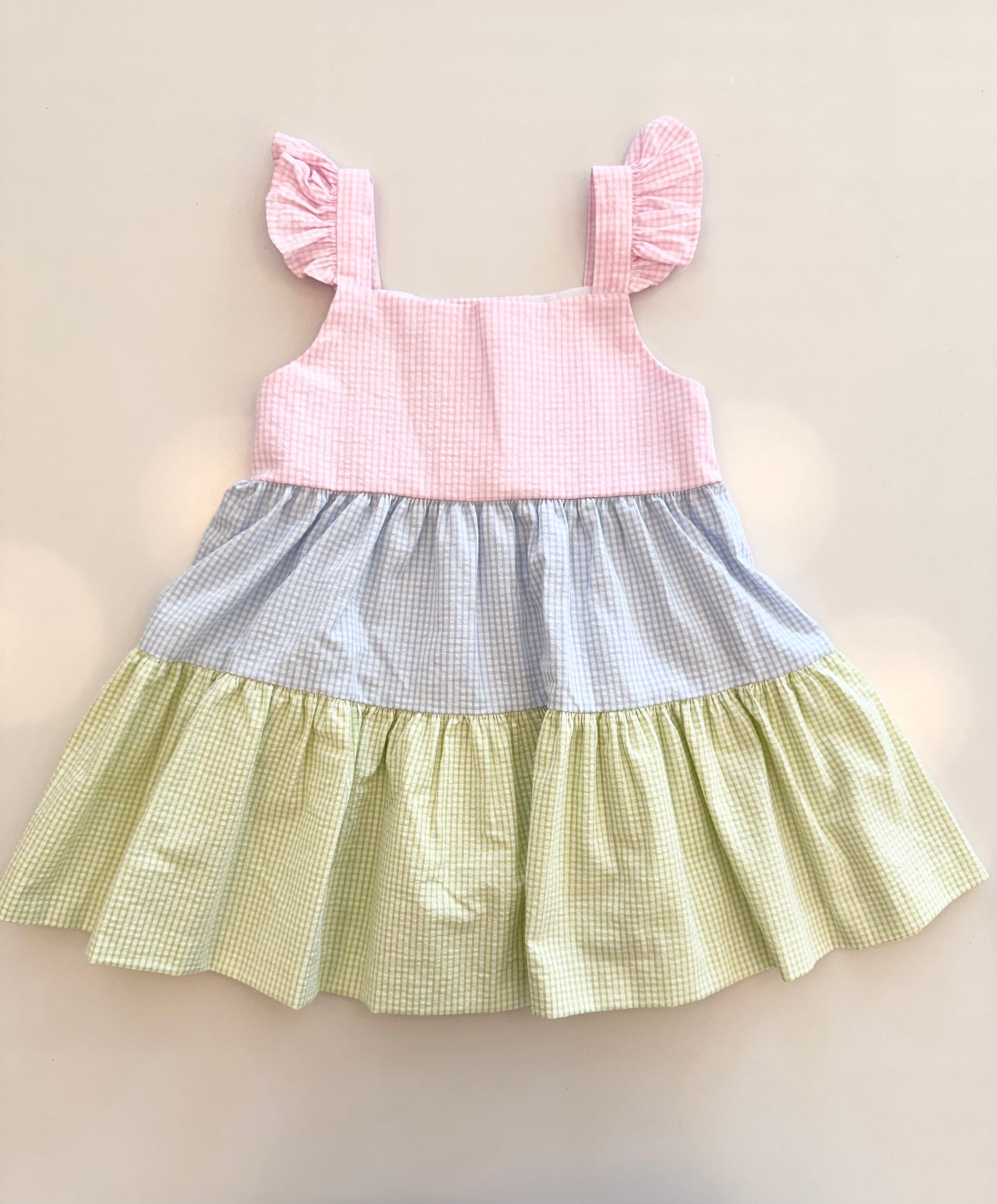 Colorblock Petunia Dress, Pink Mini Seersucker