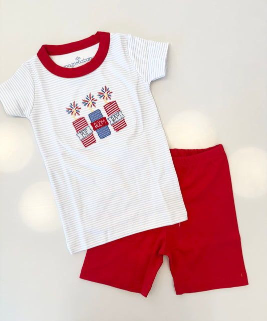 Pop!Boom!Bam! Applique Short Pajamas