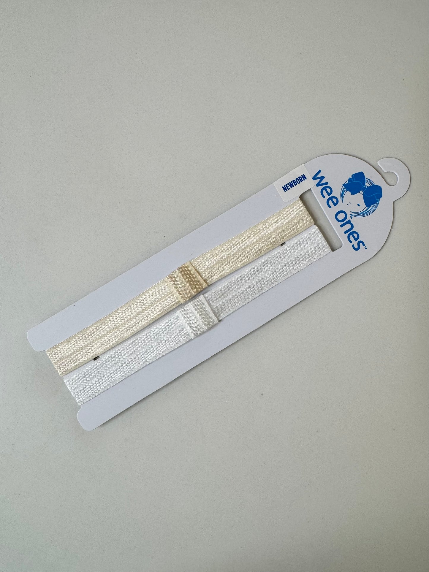 Add-A-Bow Elastic Girls Baby Bands - Two Pack Shocking Ivory and White