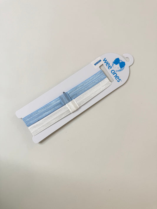 Add-A-Bow Elastic Girls Baby Bands - Two Pack Millennium Blue and White