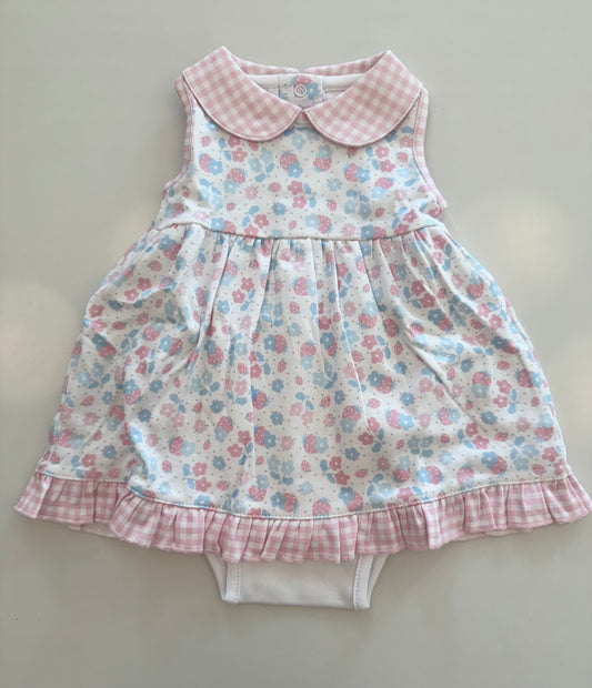 Sweet Strawberries Collared Sleeveless Dess Set - Pink