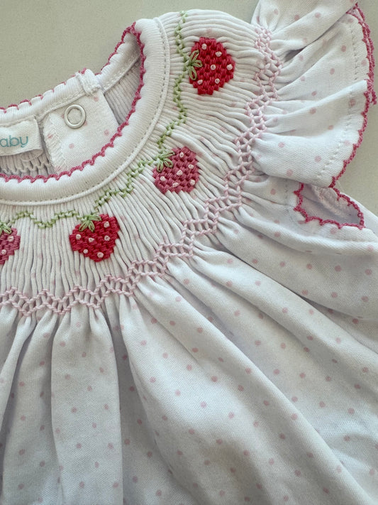 Strawberry Patch Bishop Flutters Dress Set - Pink