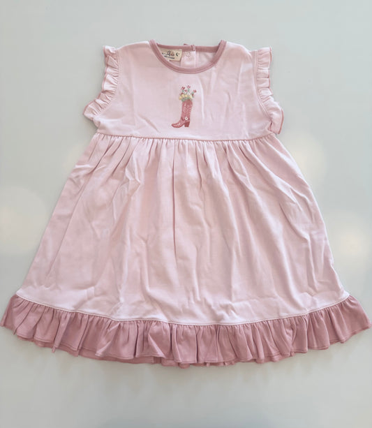 Boots and Blooms Flutters Toddler Dress - Pink