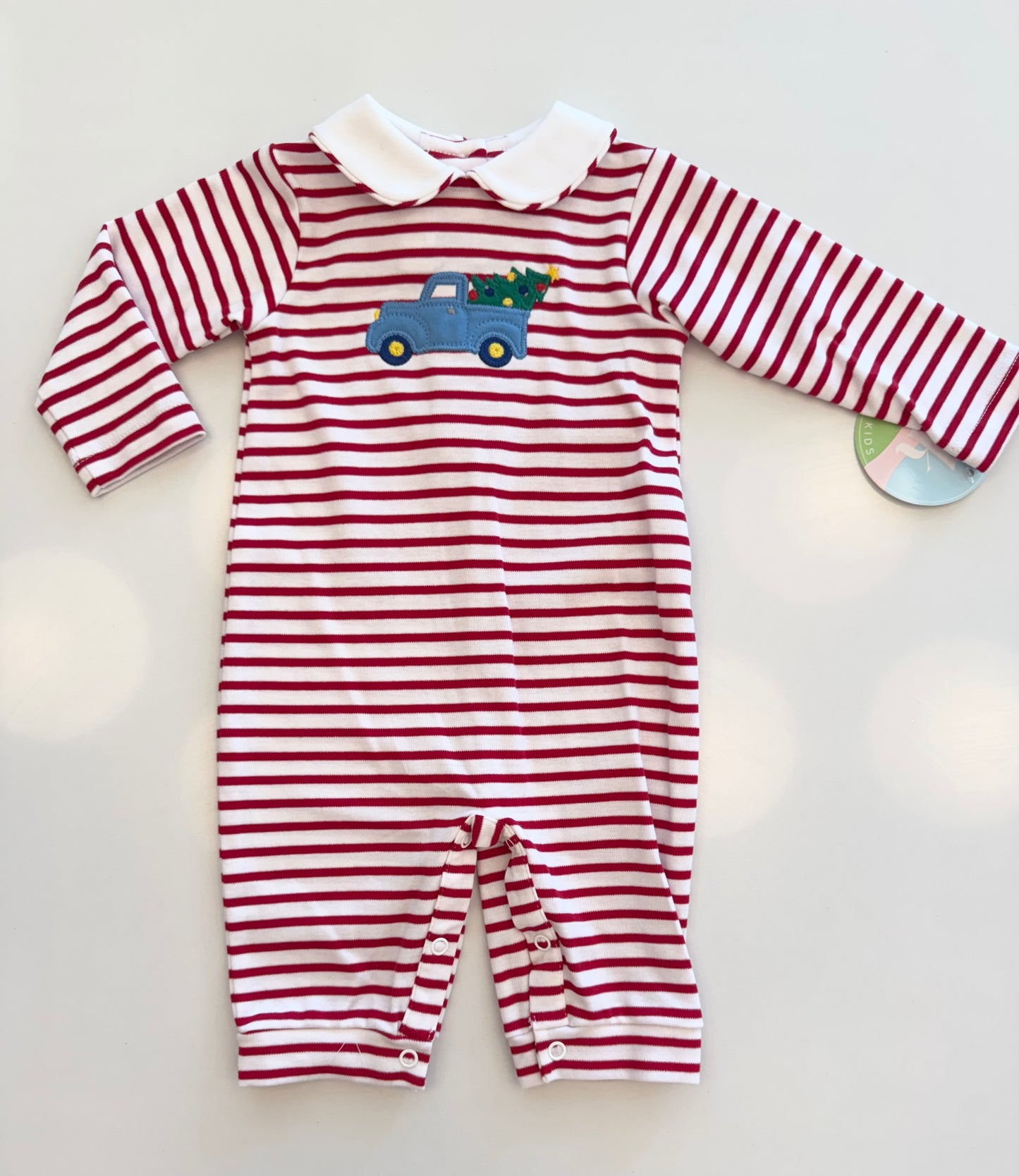 Christmas Truck Peter Bubble - Red Tiny Stripe Knit